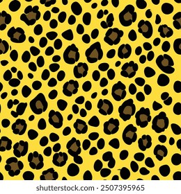 Dynamic Cheetah Seamless Print Pattern with Golden Spots 