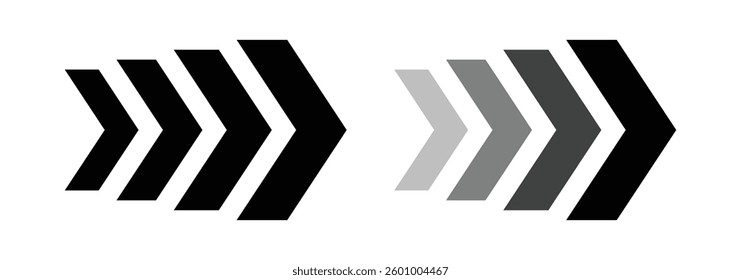 Dynamic chevron arrows collection. Speed motion arrow icons. Vector illustration EPS 10.