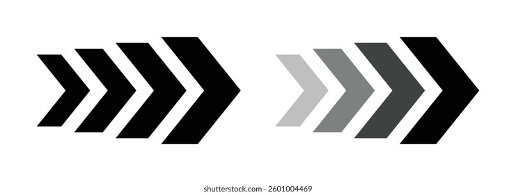 Dynamic chevron arrows collection. Speed motion arrow icons. Vector illustration EPS 10.