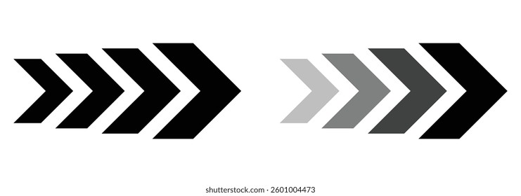 Dynamic chevron arrows collection. Speed motion arrow icons. Vector illustration EPS 10.