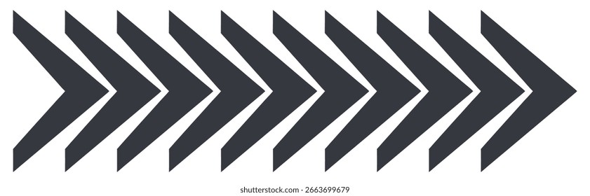 A dynamic chevron pattern featuring arrow shapes and motion lines, presented as an isolated object on a clean white background.