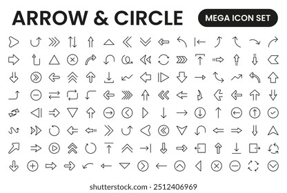 Dynamic Circle and Arrow Icon Set: A Versatile Collection for Navigation, Directional Signs, Workflow Diagrams, User Interface Design, and Infographic Enhancements