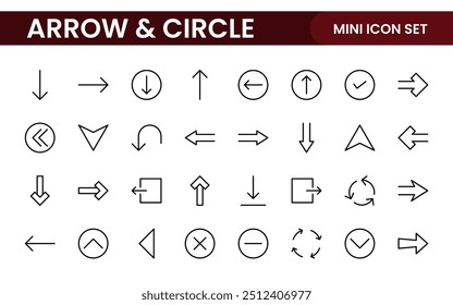 Conjunto de Ícones de Círculo Dinâmico e Seta: Uma Coleção Versátil para Navegação, Sinais Direcionais, Diagramas de Fluxo de Trabalho, Design de Interface do Usuário e Melhorias Infográficas