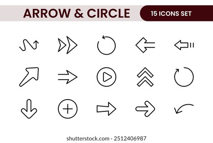 Conjunto de Ícones de Círculo Dinâmico e Seta: Uma Coleção Versátil para Navegação, Sinais Direcionais, Diagramas de Fluxo de Trabalho, Design de Interface do Usuário e Melhorias Infográficas