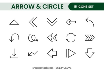 Dynamic Circle and Arrow Icon Set: A Versatile Collection for Navigation, Directional Signs, Workflow Diagrams, User Interface Design, and Infographic Enhancements