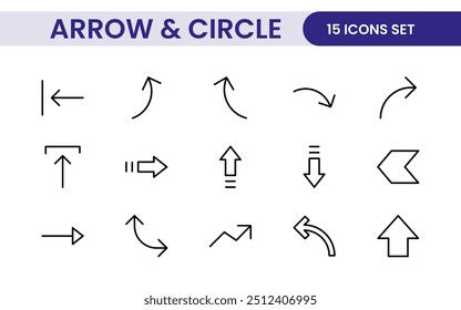 Dynamic Circle and Arrow Icon Set: A Versatile Collection for Navigation, Directional Signs, Workflow Diagrams, User Interface Design, and Infographic Enhancements