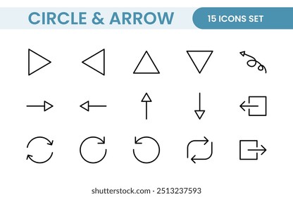 Dynamic Circle and Arrow Icon Set: A Versatile Collection for Navigation, Directional Signs, Workflow Diagrams, User Interface Design, and Infographic Enhancements