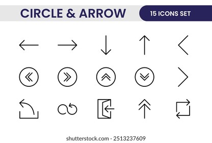 Dynamic Circle and Arrow Icon Set: A Versatile Collection for Navigation, Directional Signs, Workflow Diagrams, User Interface Design, and Infographic Enhancements