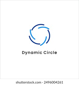 Dynamic circle  logo geometric rotation line team wok vector