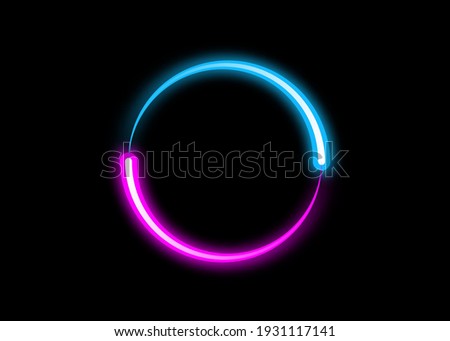dynamic circle neon effect, Sci-Fi Futuristic Abstract Gradient Blue Purple Pink Neon Glowing Circle Round Shape Tubes. Logo design template. Vector Colorful creative sign isolated on black background