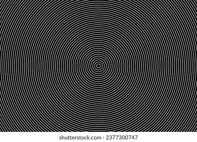 Dynamic circle rings pattern. Concentric circles minimal background design for posters or social media content. White on black monotone pattern.