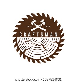 Dynamic circular abstract wooden logo design element for your business