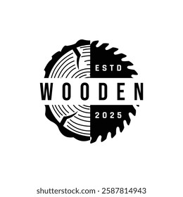 Dynamic circular abstract wooden logo design element for your business