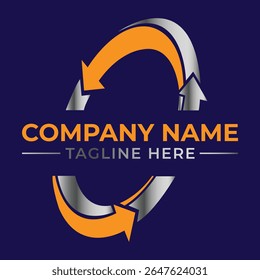 Design de logotipo de seta circular dinâmica com cores de gradiente modernas para soluções de identidade comercial e marca