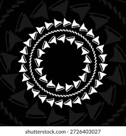 dynamic circular motif with arrow shapes, geometric speed pattern design