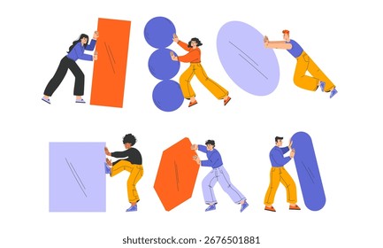 Colaboração dinâmica em formas abstratas Uma nova perspectiva sobre criatividade e design