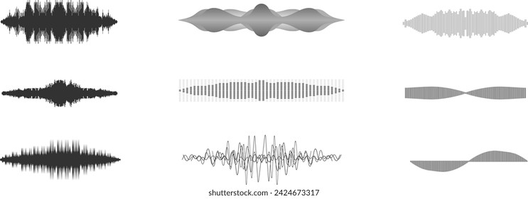 Dynamic Collection of Abstract Sound Waves; Visual Representation of Audio Frequencies, Perfect for Music Producers, DJs, and Sound Engineers