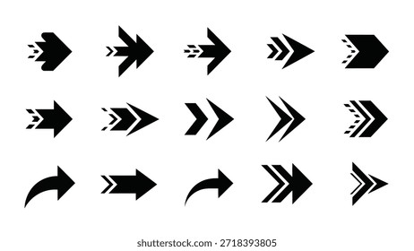 Dynamische Kollektion von Schwarzen Pfeilsymbolen für modernes Benutzeroberflächendesign und Navigation