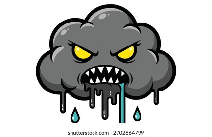 Uma coleção dinâmica de gráficos vetoriais arrojados, incluindo trippy derretido smiley faces, mascotes ameaçadores de tempestade de desenhos animados, uma crista de palco espelho e padrões abstratos vibrantes dos anos 90.