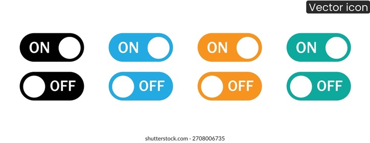 Dynamic collection of colorful on and off toggle switches for app and web design, providing modern and user-friendly interface elements for various digital projects.