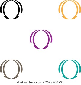 A dynamic collection of five oval-shaped icons formed by curved arrows in a closed loop, symbolizing continuity, feedback, and iterative motion.