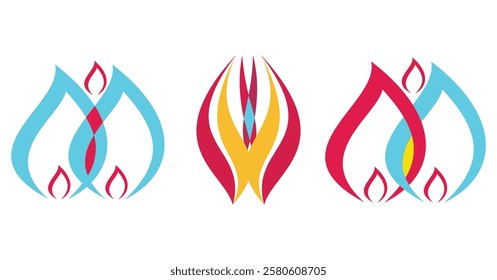 A dynamic collection of vector-style fire illustrations, perfect for adding bold, fiery effects to any design.