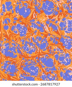 Dynamic Color Ebru Marble Texture, Abstract Fluid Ink Background with Swirling Paint, Turkish Marbling Art, Vibrant Liquid Flow Pattern, Acrylic Pour Design, Modern Artistic Wallpaper for Print or Web