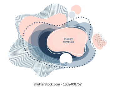 Dynamic color shapes and lines. Modern abstract composition with flowing liquid forms on a white background. Template for design banner, flyer or presentation. Vector illustration
