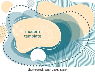 Dynamic color shapes and lines. Modern abstract composition with flowing liquid forms on a white background. Template for design banner, flyer or presentation. Vector illustration