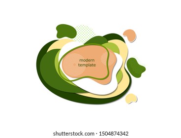 Dynamic color shapes and lines. Modern abstract composition with flowing liquid forms on a white background. Template for design banner, flyer or presentation. Vector illustration