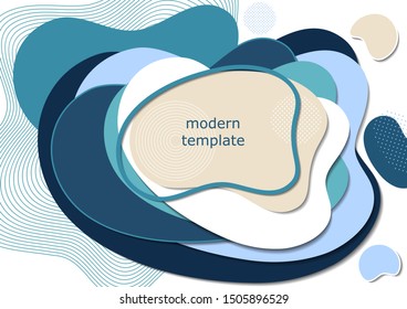 Dynamic color shapes and lines. Modern abstract composition with flowing liquid forms on a white background. Template for design banner, flyer or presentation. Vector illustration