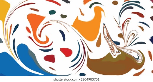 Dynamic and colorful abstract artwork featuring swirling patterns and organic shapes in a variety of bright hues, creating a lively and energetic visual.