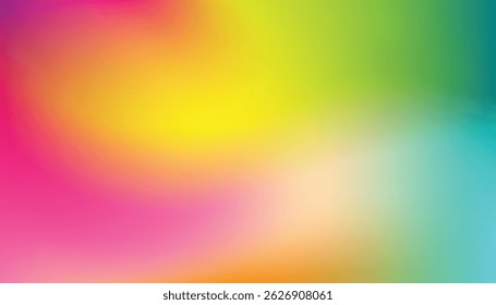 Dynamic and colorful abstract background with a bright blend of pink yellow green cyan and orange tones Ideal for wallpaper banner poster thumbnail copy space