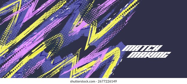 Dynamic and Colorful Abstract Background with Grunge Brush Strokes in Halftone Style. Suitable for Sport Event Banner or Poster Element Design