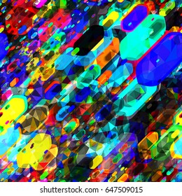 Dynamic colorful background from geometric elements. Seamless texture for fabric, wrapping, home decor.