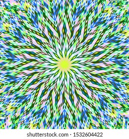 Dynamic colorful burst rectangle mosaic background - psychedelic hypnotic abstract circular vector graphic design with geometrical shapes