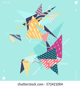 Dynamic colorful composition of decorative triangles