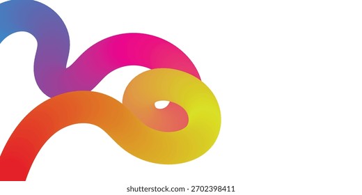 Las Formas dinámicas de onda de gradiente fluido de colores fluyen a través del fondo blanco, elemento de diseño abstracto moderno, vibrante.	