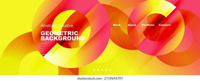 Fondo geométrico colorido dinámico. Diseño de cabecera de Sitio web con Elementos de navegación. Las Formas abstractas modernas crean un impacto visual vibrante.