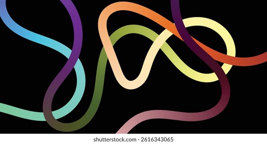 Dynamic Colorful Line Shapes. Vector Geometric Pattern with Squiggle Gradient Elements.Color Squiggle Curve Pattern