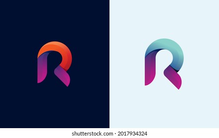 Dynamic colorful logo design letter R