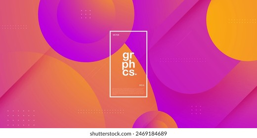 Dynamic colorful orange, pink and purple gradient abstract illustration background with 3d look shadow and simple pattern background. Futuristic design and luxury. Eps10 vector