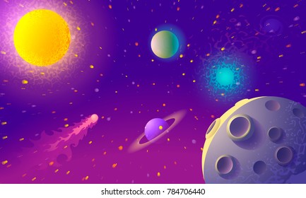 Dynamic Colorful Outer Space background. Vector illustration.