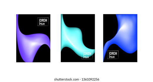 Dynamic colorful poster set with fluid shapes for banner, web, header, page, cover, billboard, brochure, print vector