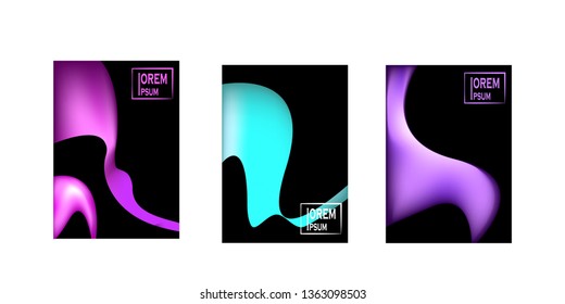 Dynamic colorful poster set with fluid shapes for banner, web, header, page, cover, billboard, brochure, print vector