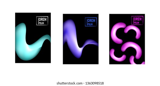 Dynamic colorful poster set with fluid shapes for banner, web, header, page, cover, billboard, brochure, print vector
