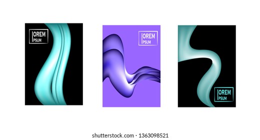 Dynamic colorful poster set with fluid shapes for banner, web, header, page, cover, billboard, brochure, print vector