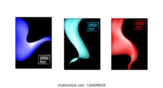 Dynamic colorful poster set with fluid shapes for banner, web, header, page, cover, billboard, brochure, print vector