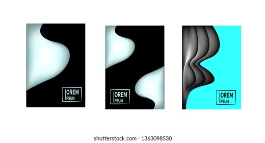 Dynamic colorful poster set with fluid shapes for banner, web, header, page, cover, billboard, brochure, print vector