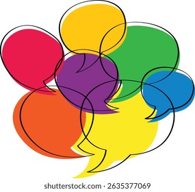 Dynamic Colorful Speech Bubbles Vector Art Collection